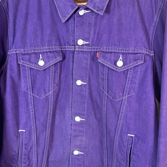 LEVI’S Rare Purple/White XXL Denim Trucker Jacket Street Urban Indie Andre 3000 - Picture 2 of 7